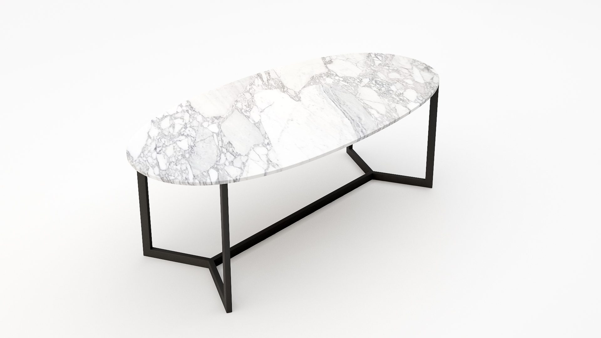Ovale marmeren eettafel Anatra – Arabescato Carrara