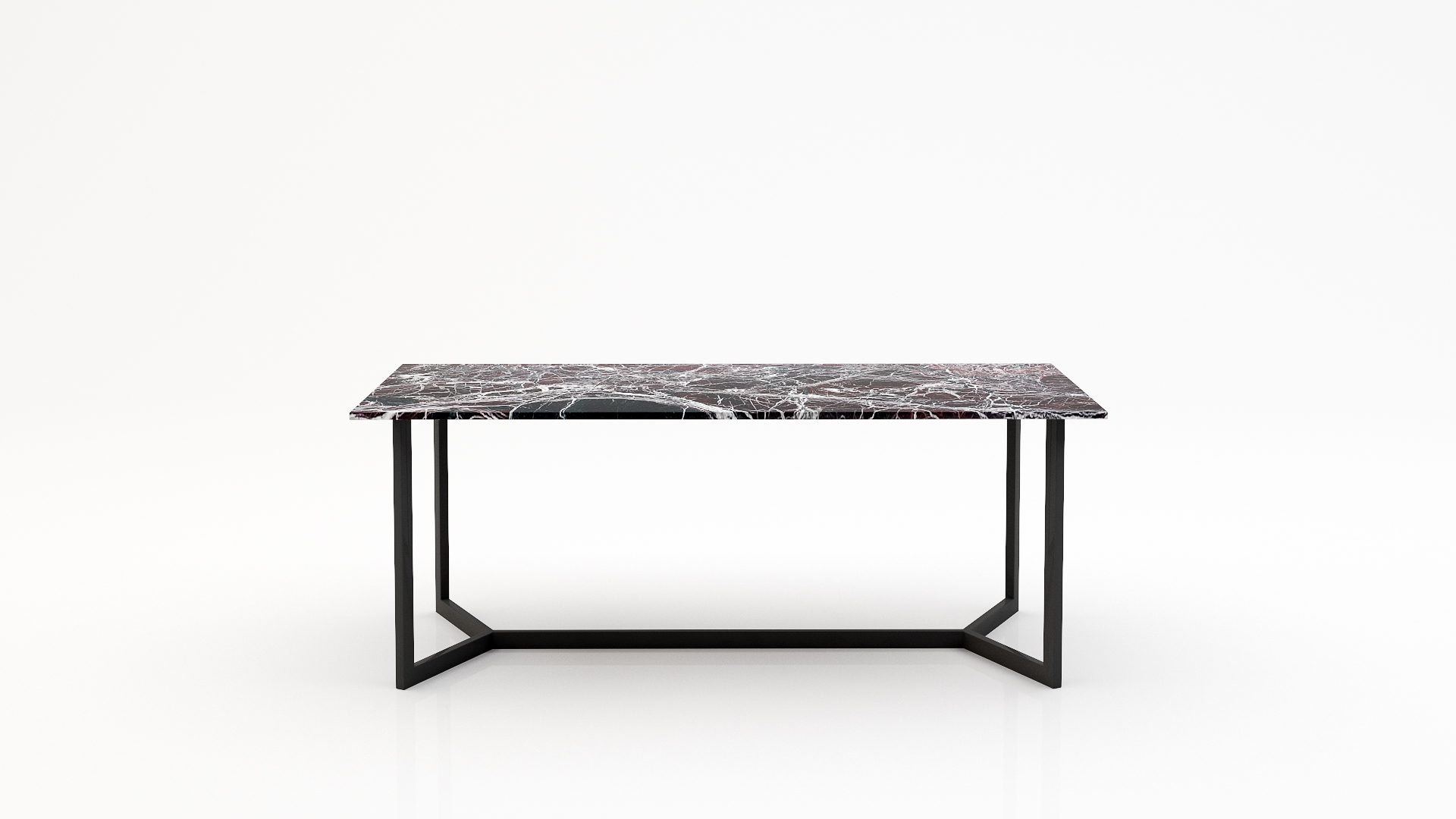 Rechthoekige marmeren eettafel Anatra – Rosso Levanto