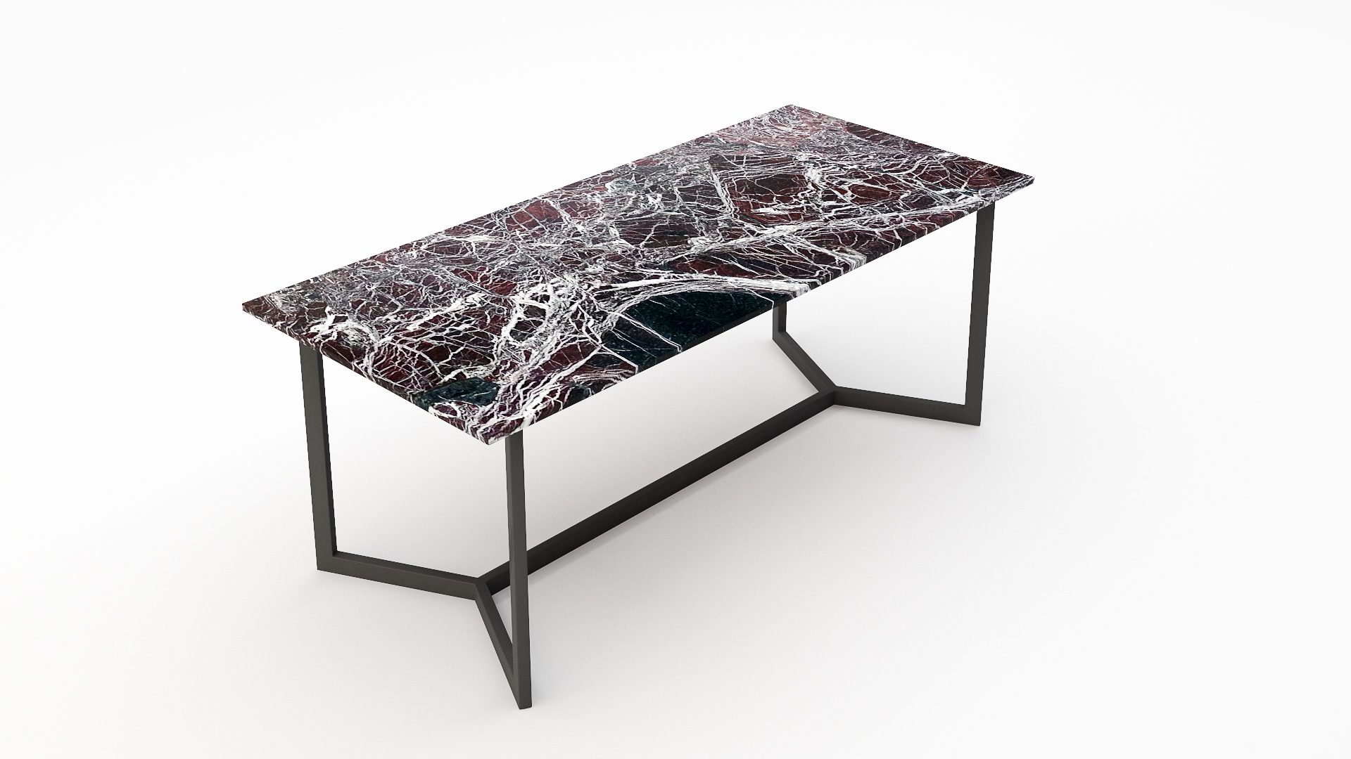 Rechthoekige marmeren eettafel Anatra – Rosso Levanto