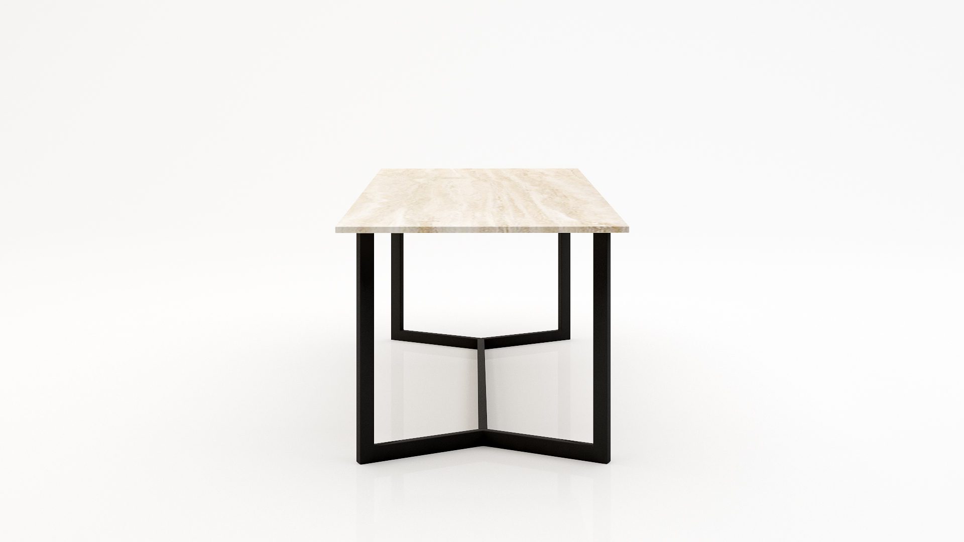Rechthoekige marmeren eettafel Anatra – Travertino Chiaro