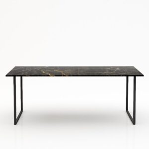 Rechthoekige marmeren eettafel Gambe U Nero saint port laurent