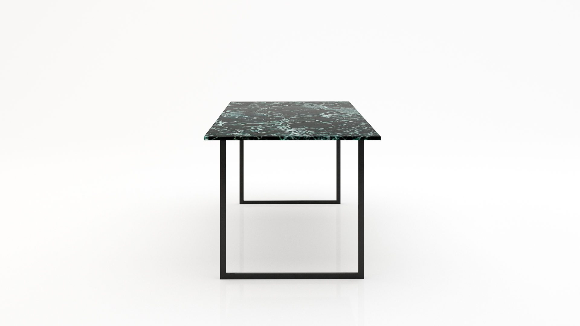 Rechthoekige marmeren eettafel Gambe U – Verde rameggiato