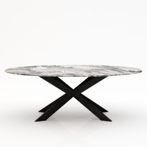 Ovale marmeren eettafel Matrix Farfalle Arabescato Orobico Grigio