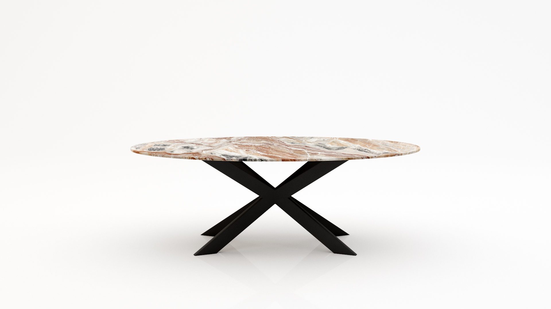 Ovale marmeren eettafel Matrix Farfalle Arabescato Orobico Rosso