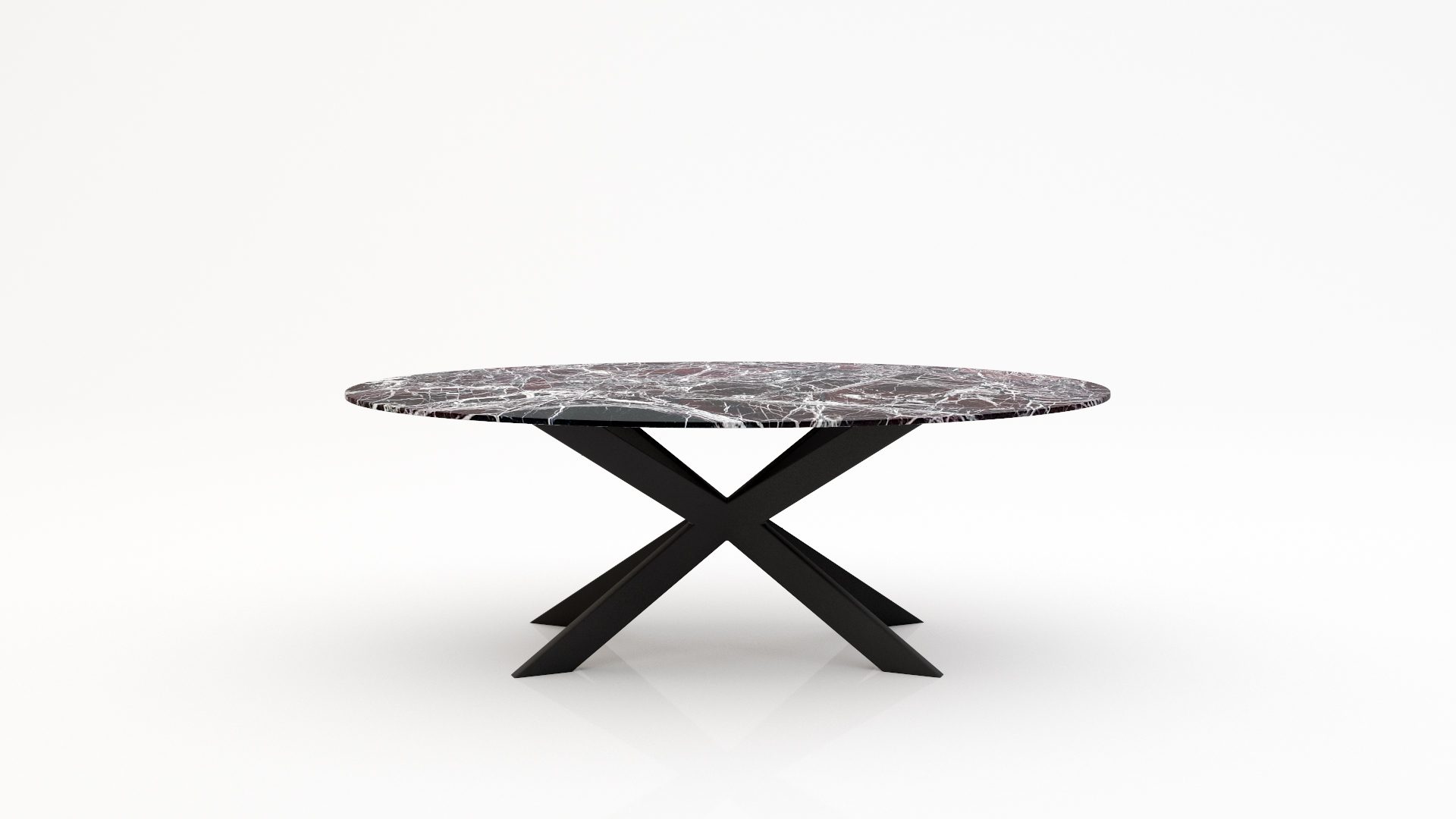 Ovale marmeren eettafel Matrix Farfalle – Rosso Levanto