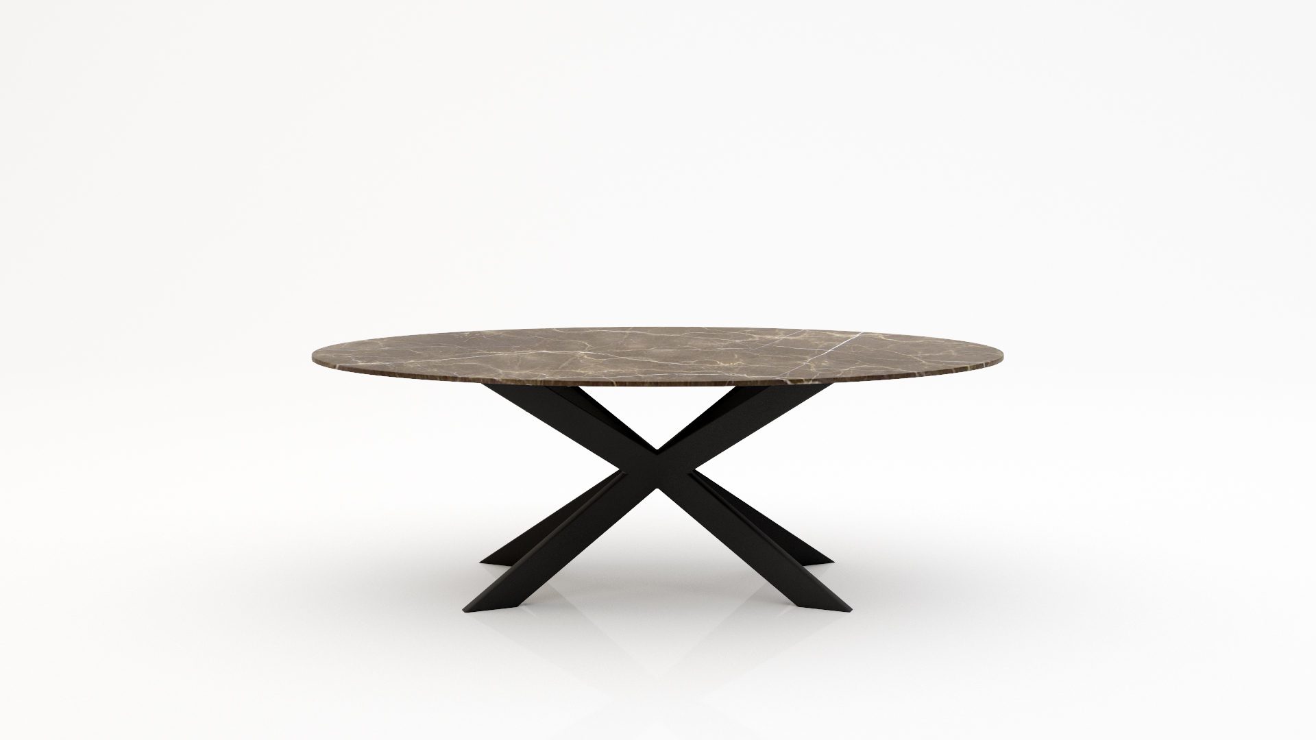 Ovale marmeren eettafel Matrix Farfalle – Royal Brown
