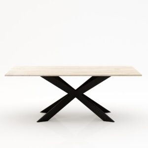 Rechthoekige marmeren eettafel Matrix Farfalle – Travertino Chiaro