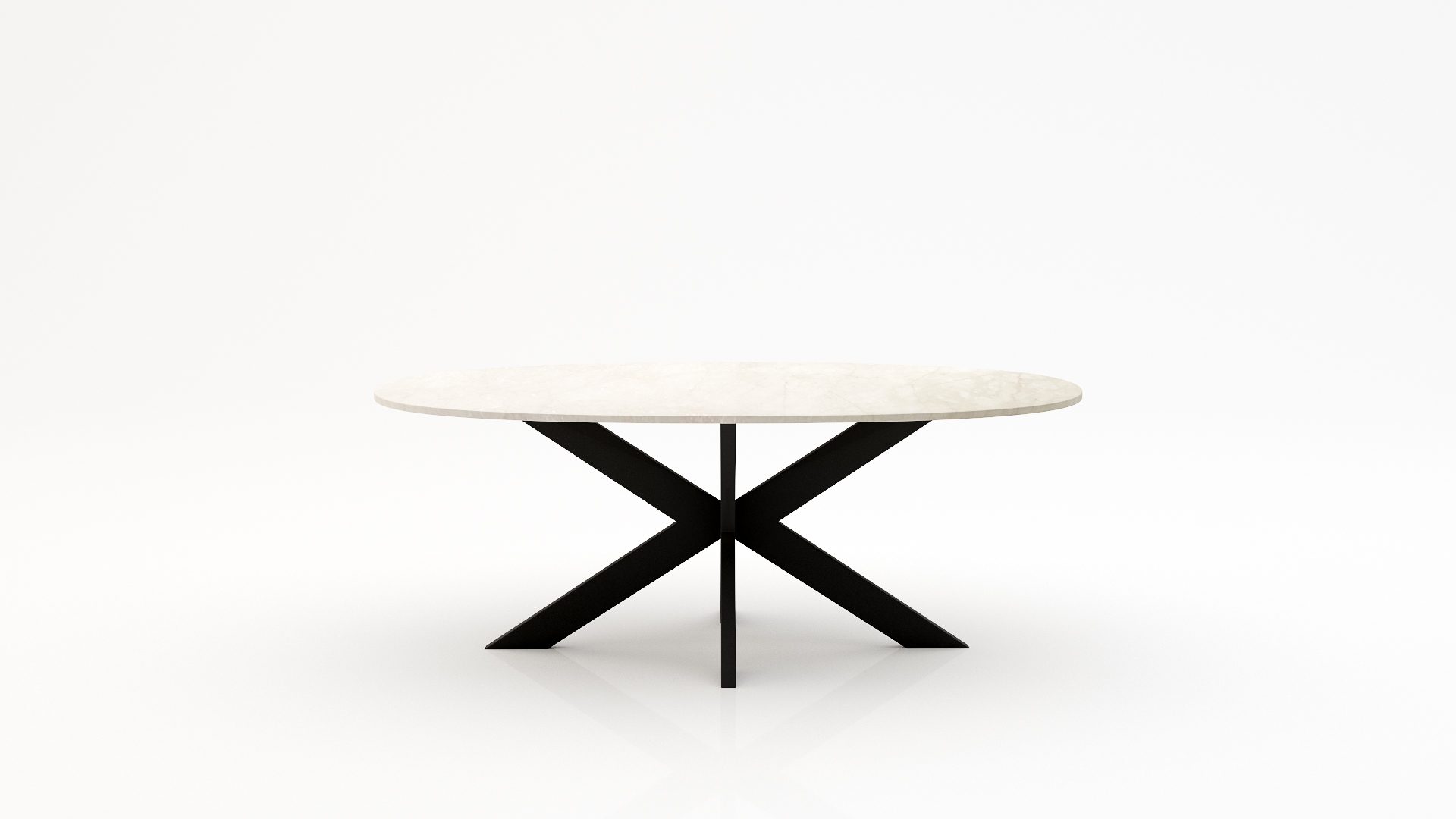Ovale marmeren eettafel Matrix normale Botticino Semi Classico