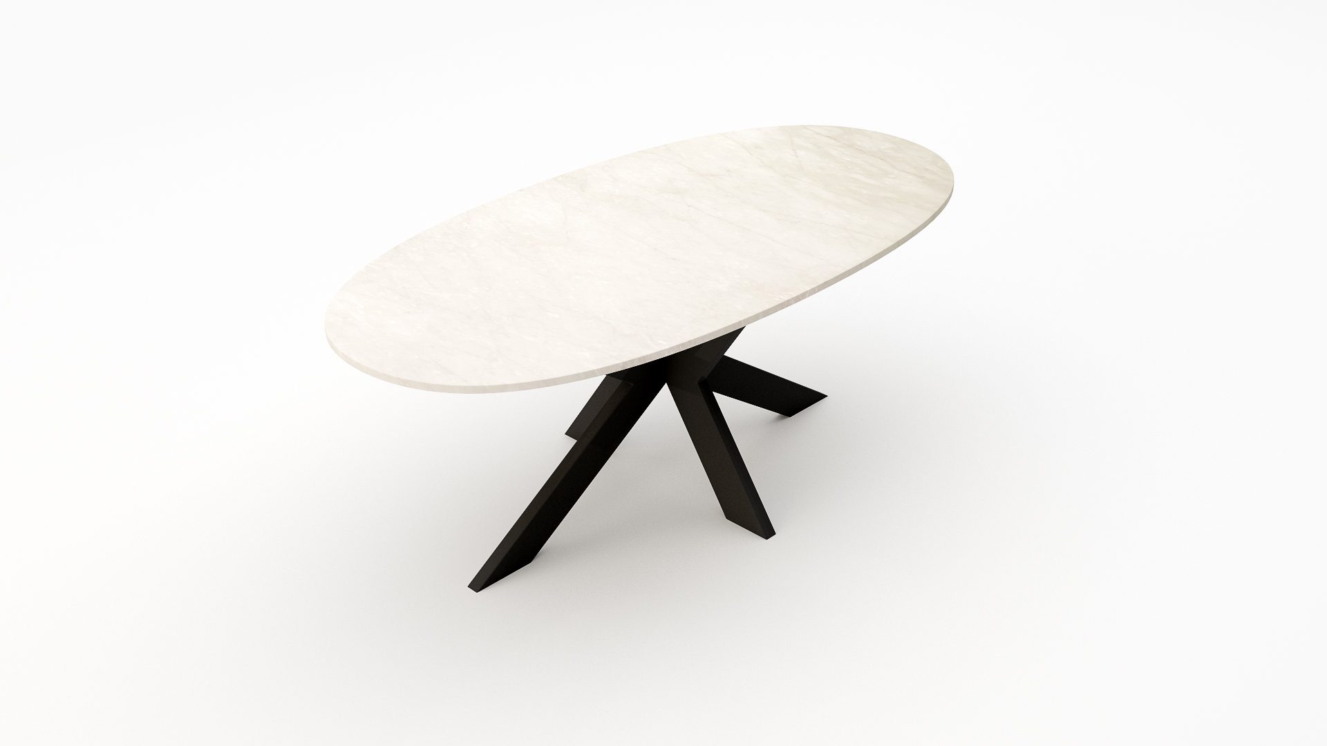 Ovale marmeren eettafel Matrix normale Botticino Semi Classico