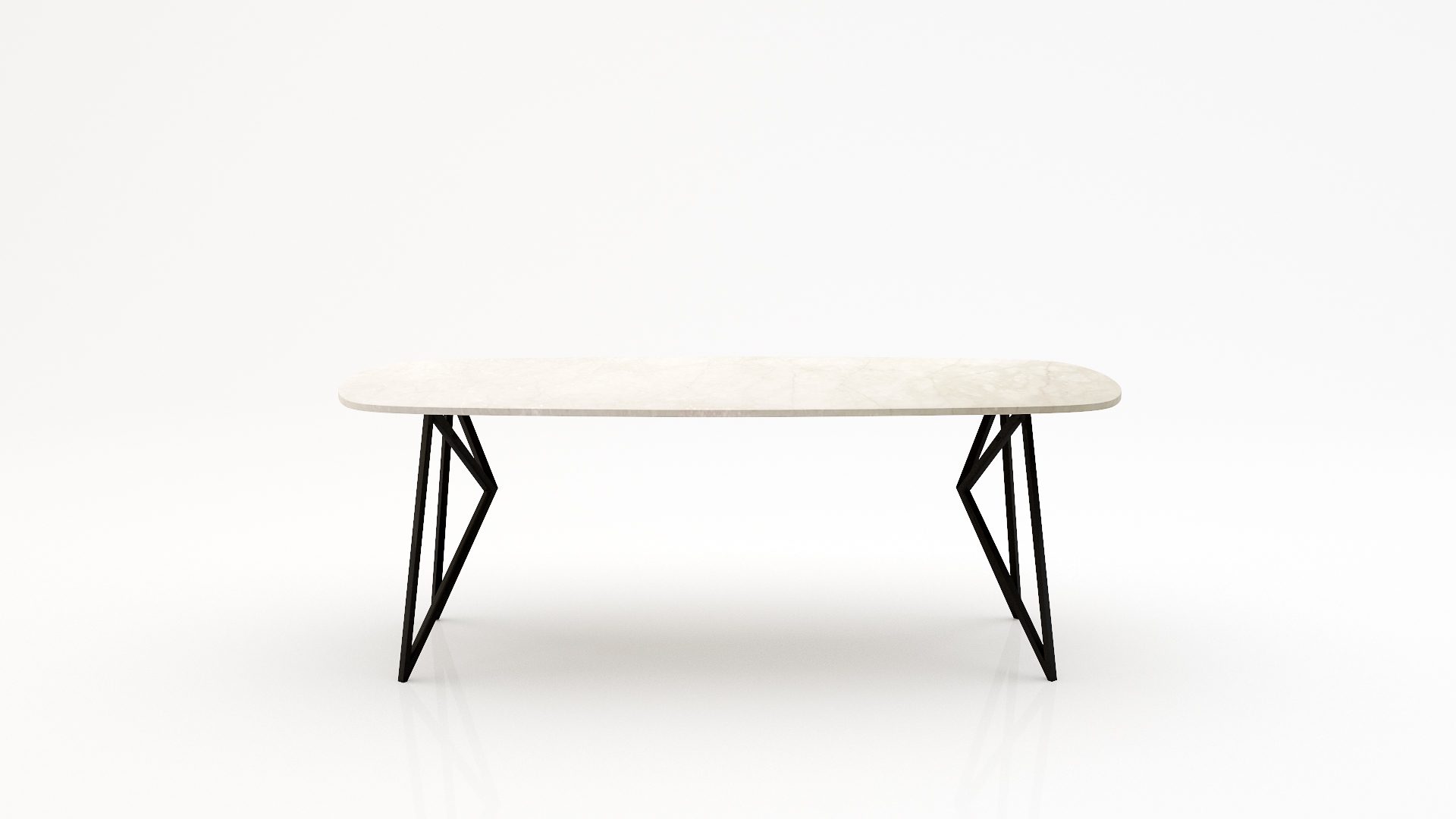 Deens ovale marmeren eettafel Pipistrello Botticino Semi Classico