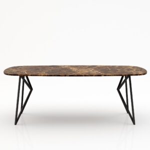 Deens ovale marmeren eettafel Pipistrello – Emperador dark