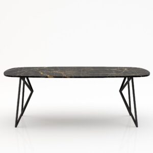 Deens ovale marmeren eettafel Pipistrello Nero saint port laurent