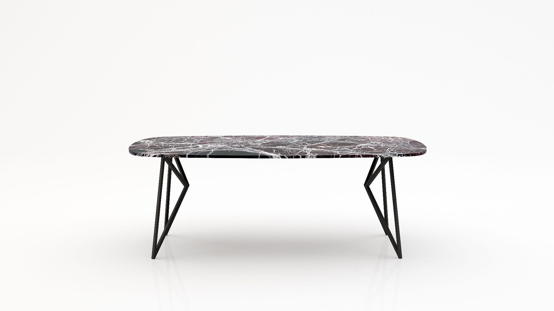 Deens ovale marmeren eettafel Pipistrello – Rosso Levanto