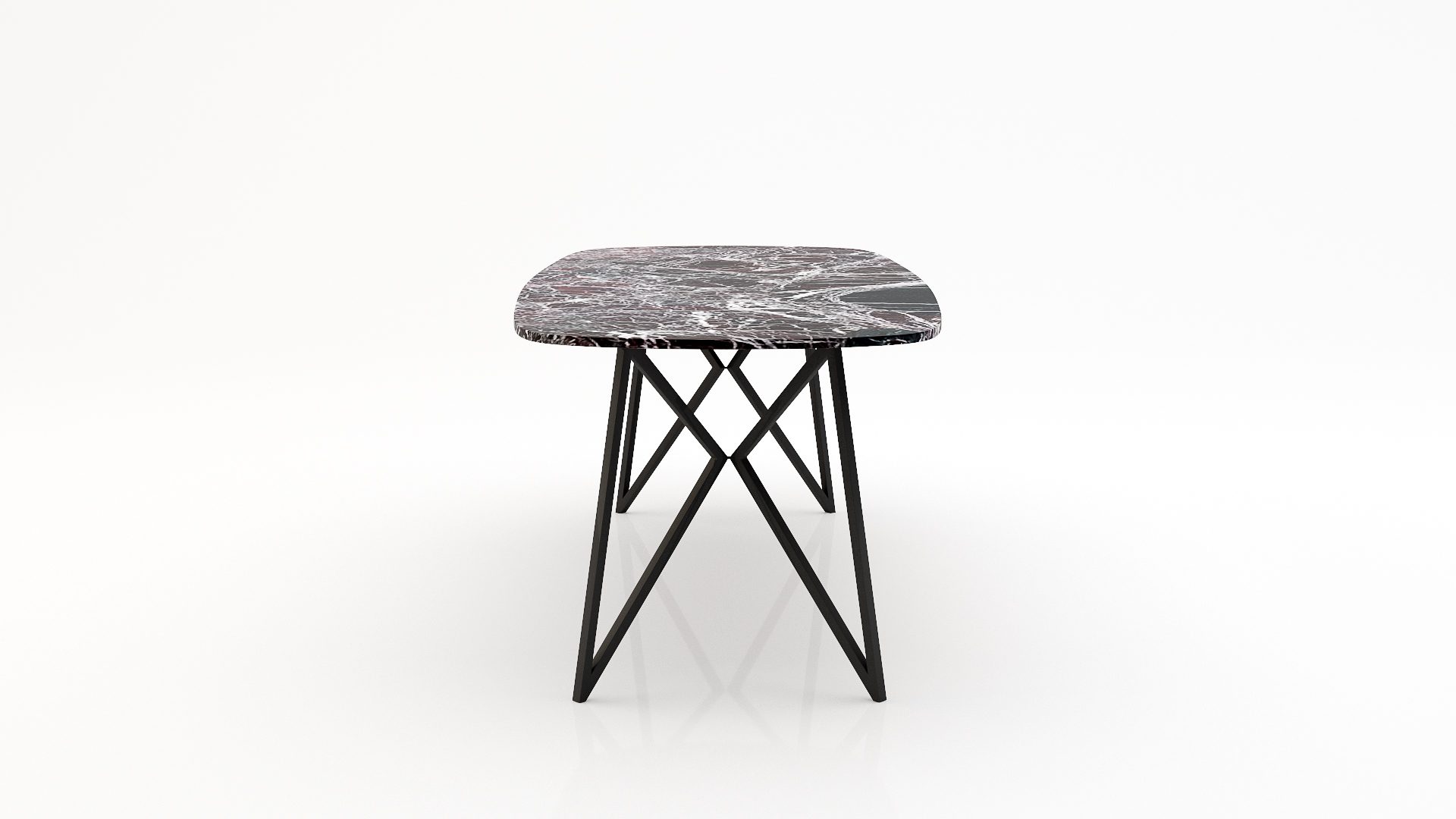 Deens ovale marmeren eettafel Pipistrello – Rosso Levanto