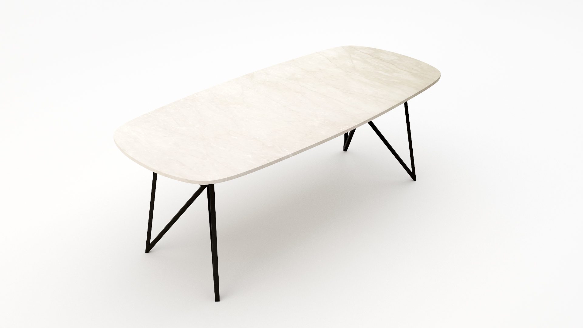 Deens ovale marmeren eettafel Pipistrello Botticino Semi Classico