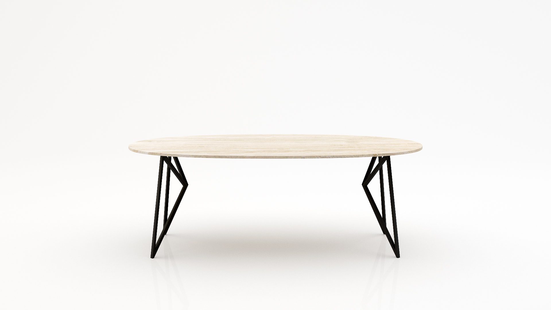 Ovale marmeren eettafel Pipistrello – Travertino Chiaro