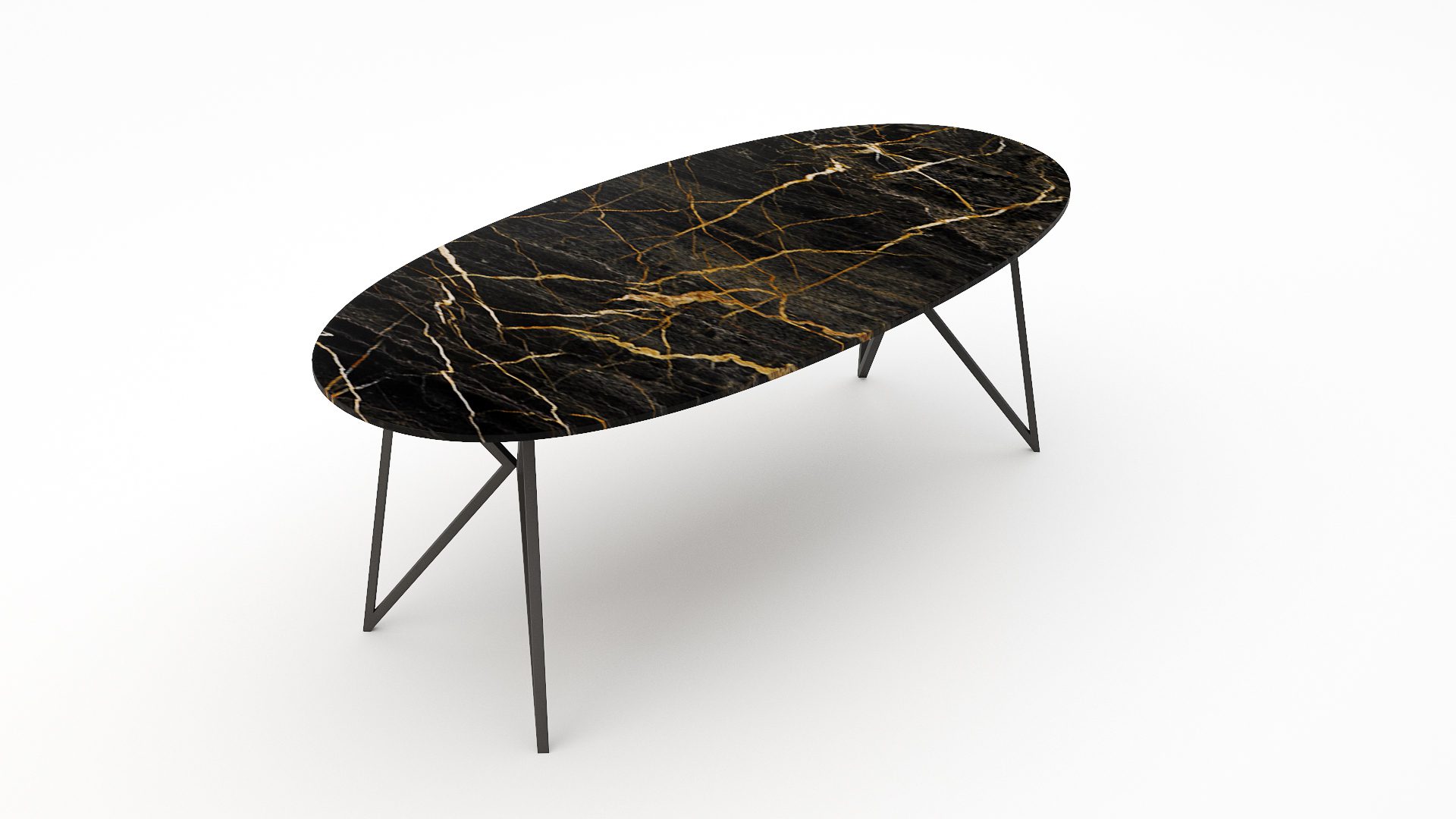 Ovale marmeren eettafel Pipistrello Nero saint port laurent