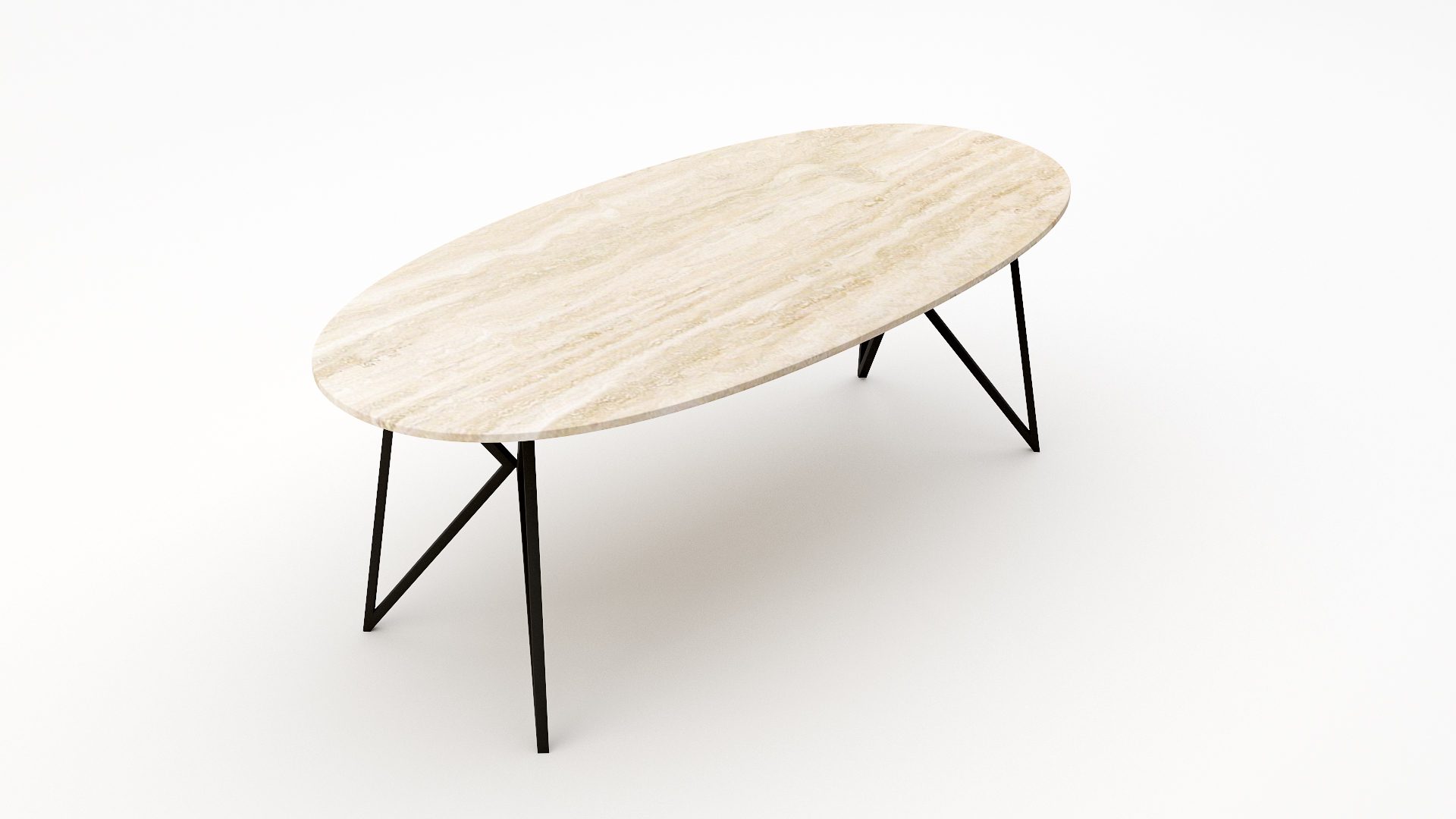 Ovale marmeren eettafel Pipistrello – Travertino Chiaro