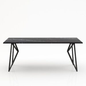 Rechthoekige marmeren eettafel Pipistrello – Nero Marquina