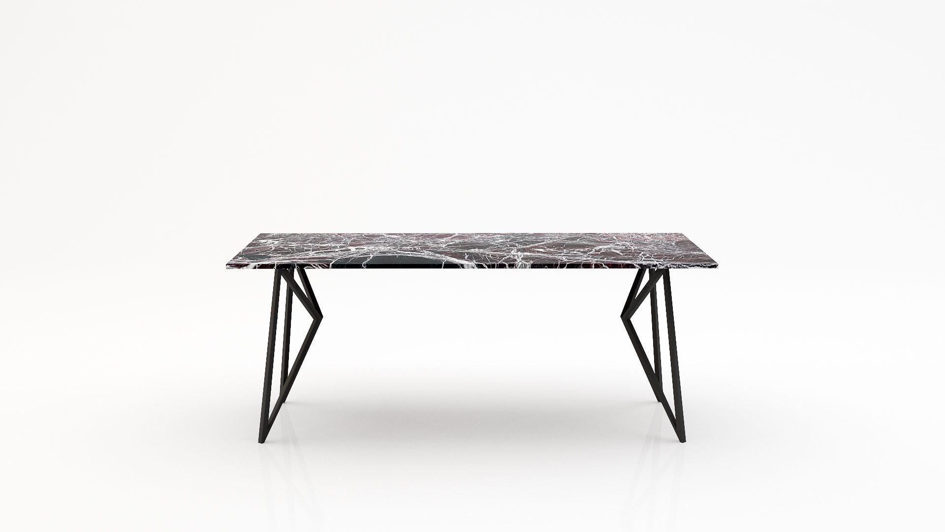 Rechthoekige marmeren eettafel Pipistrello – Rosso Levanto