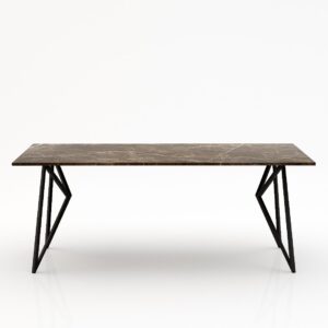 Rechthoekige marmeren eettafel Pipistrello – Royal Brown