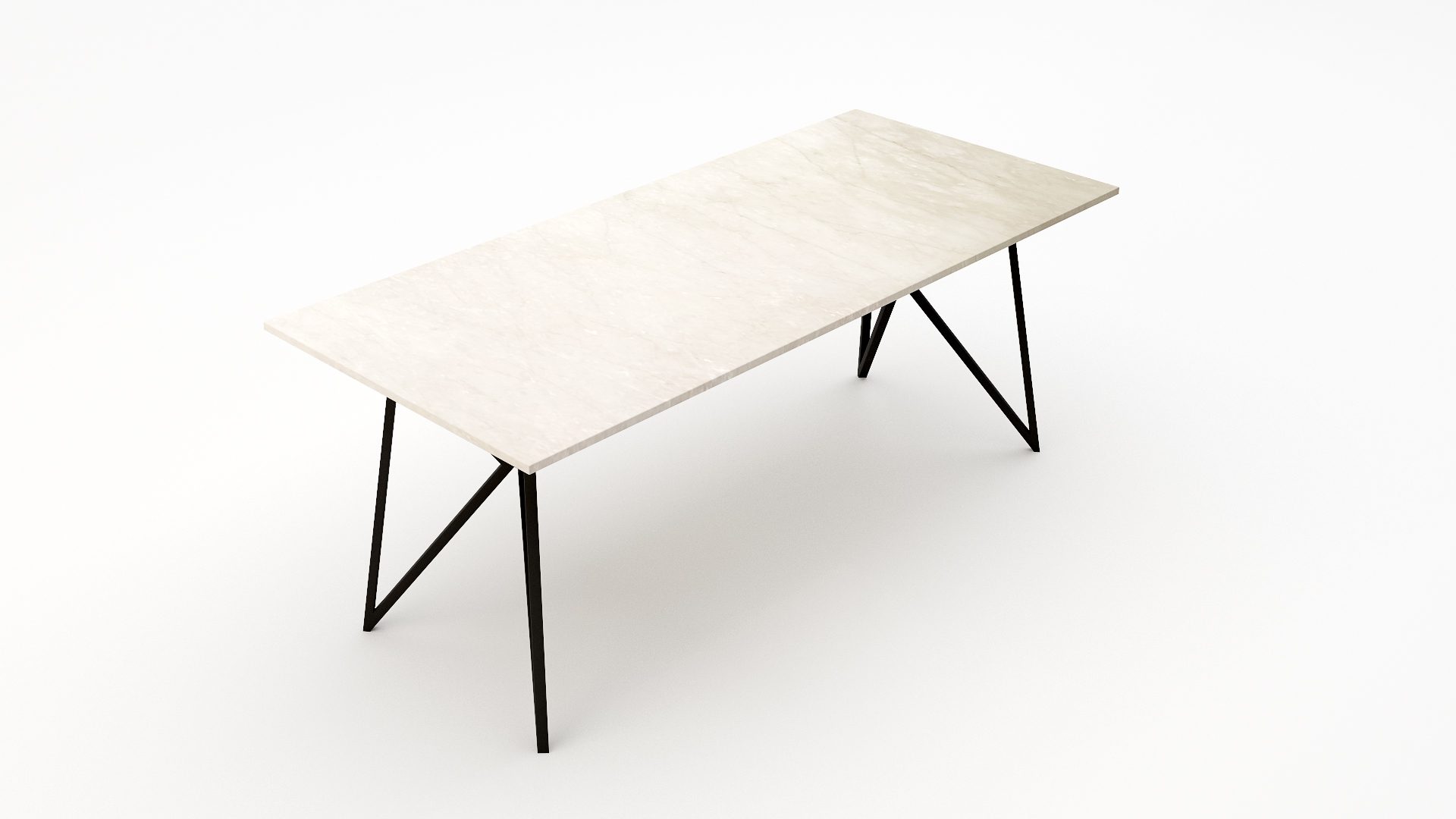 Rechthoekige marmeren eettafel Pipistrello Botticino Semi Classico