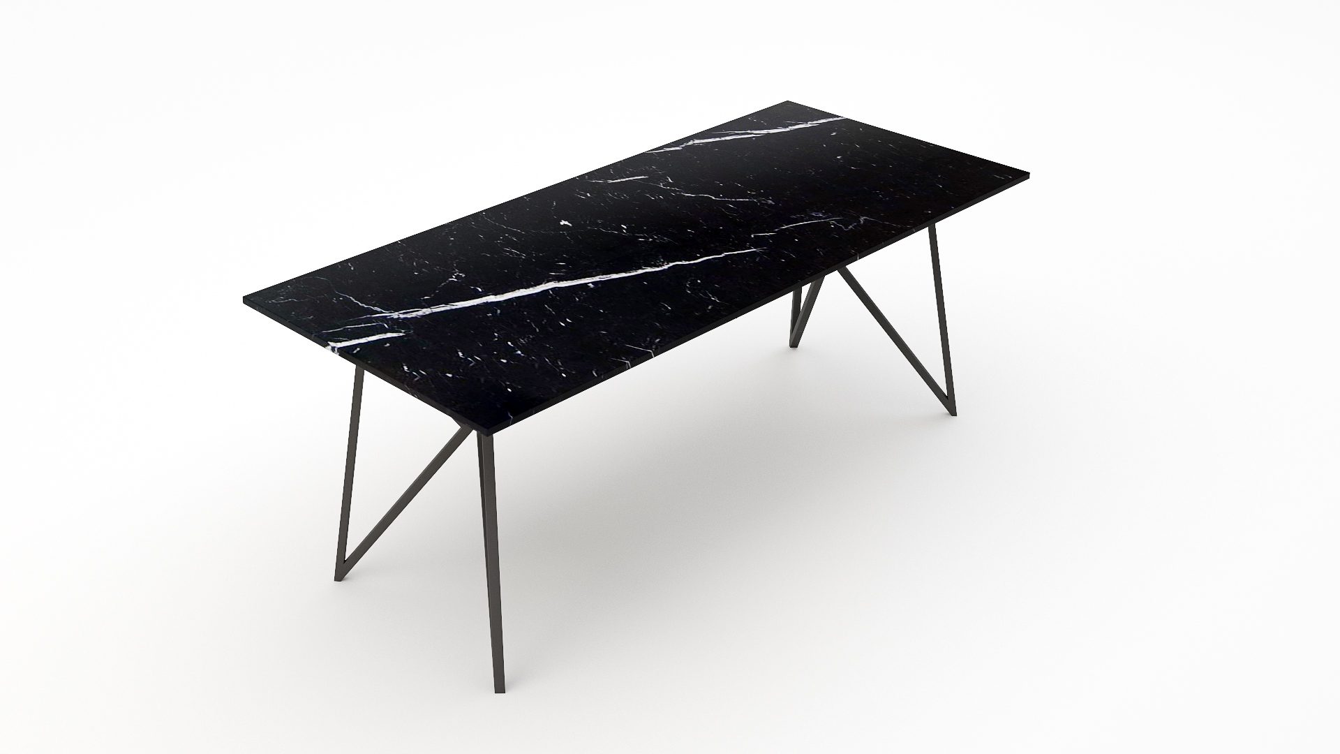 Rechthoekige marmeren eettafel Pipistrello – Nero Marquina