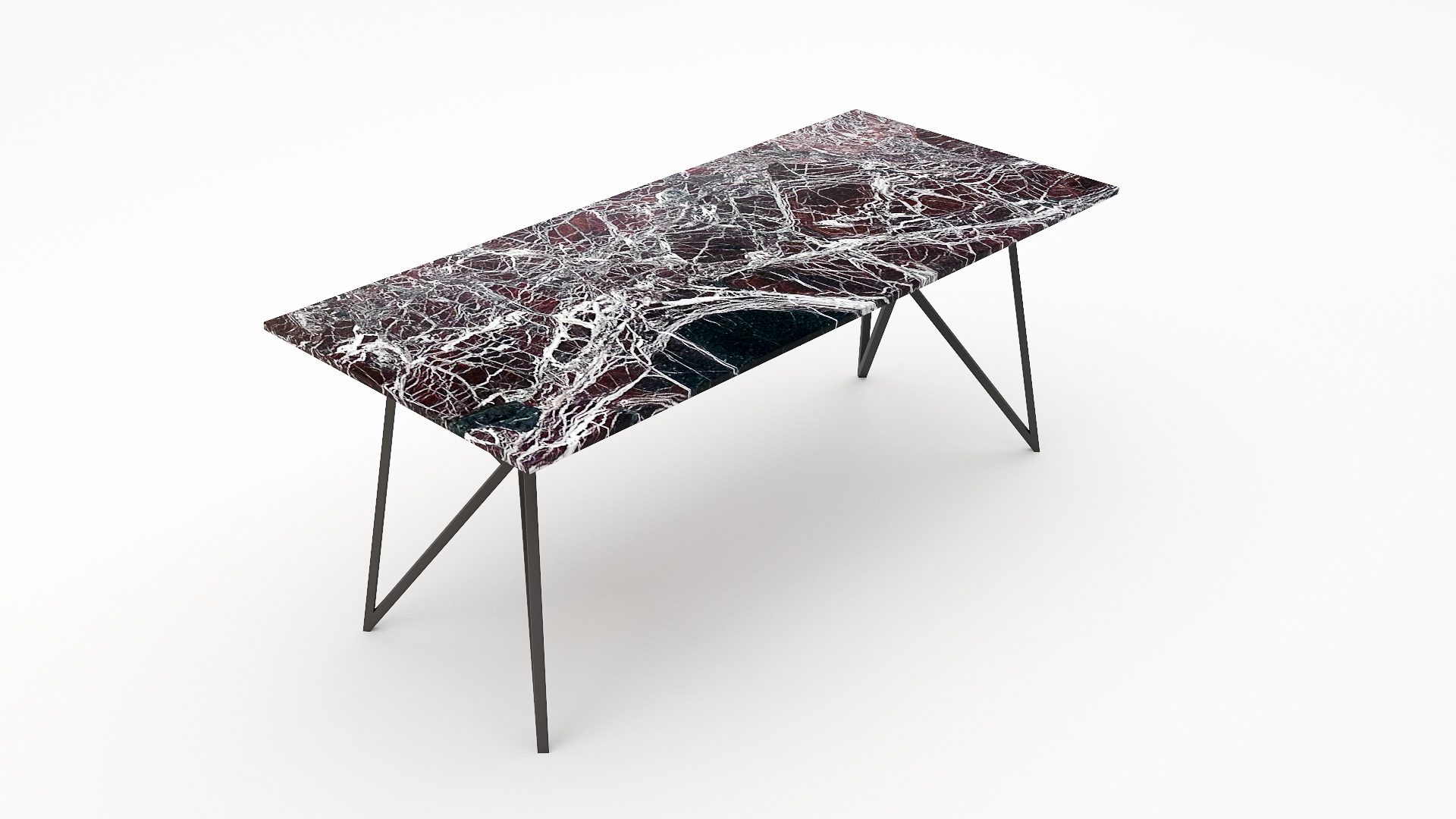Rechthoekige marmeren eettafel Pipistrello – Rosso Levanto