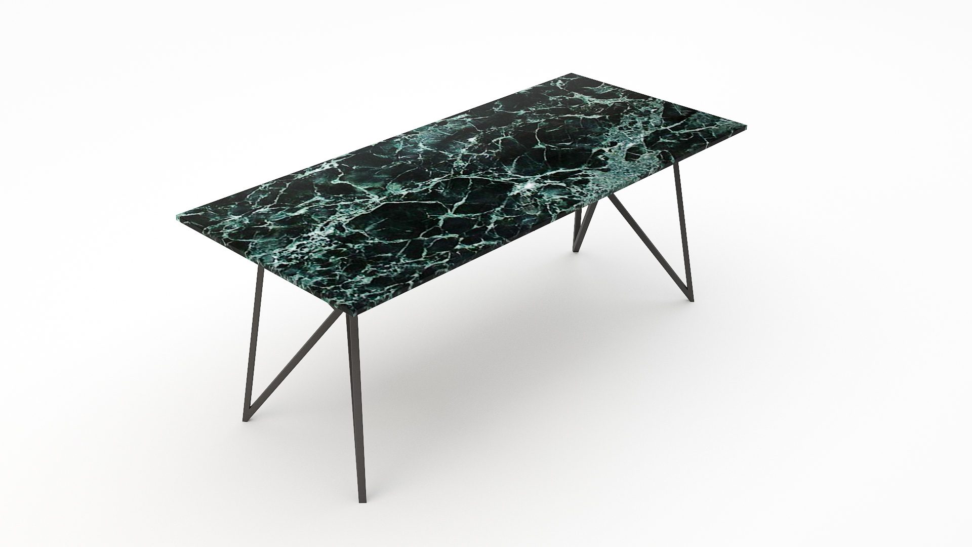 Rechthoekige marmeren eettafel Pipistrello Verde rameggiato