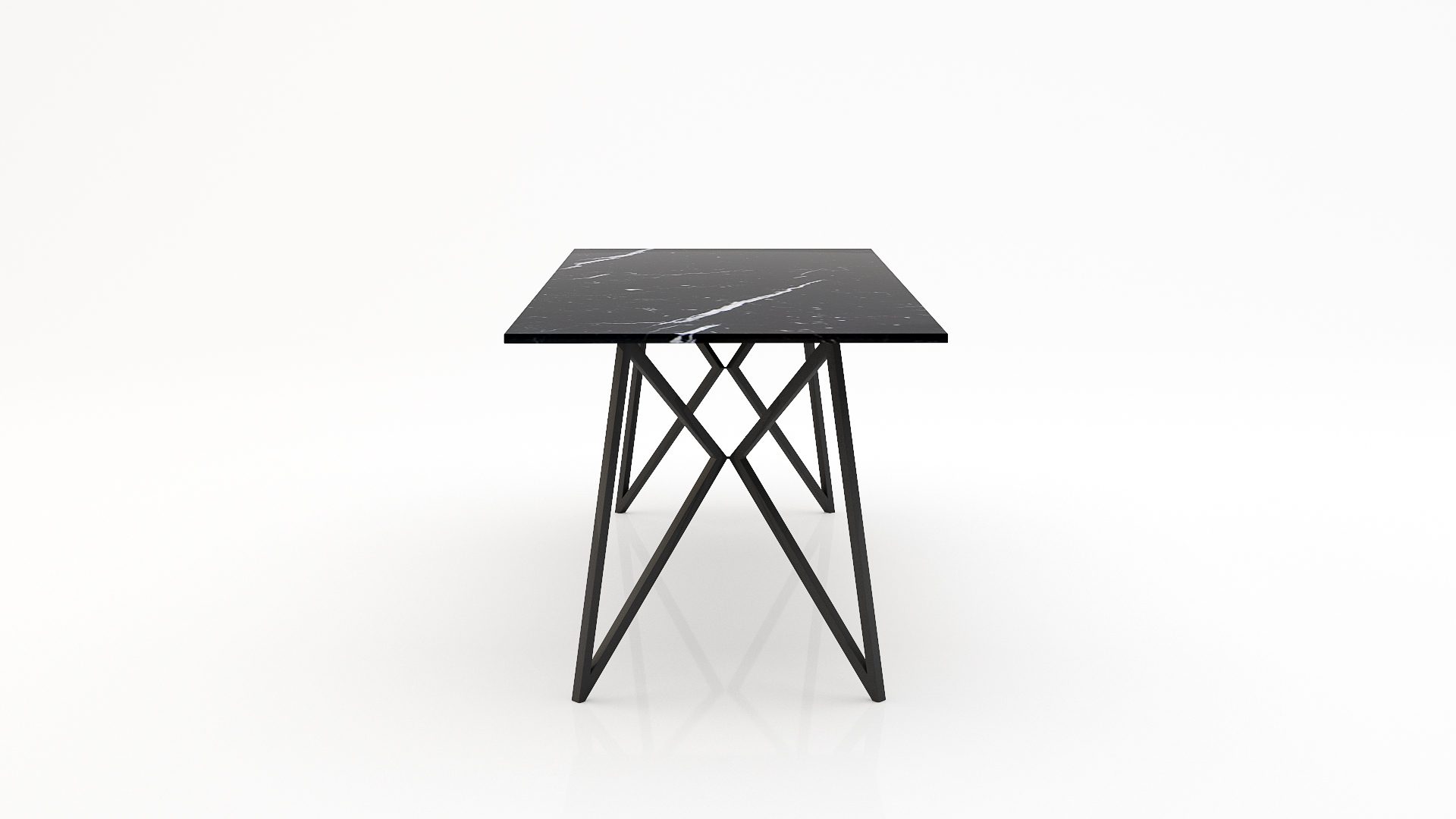 Rechthoekige marmeren eettafel Pipistrello – Nero Marquina