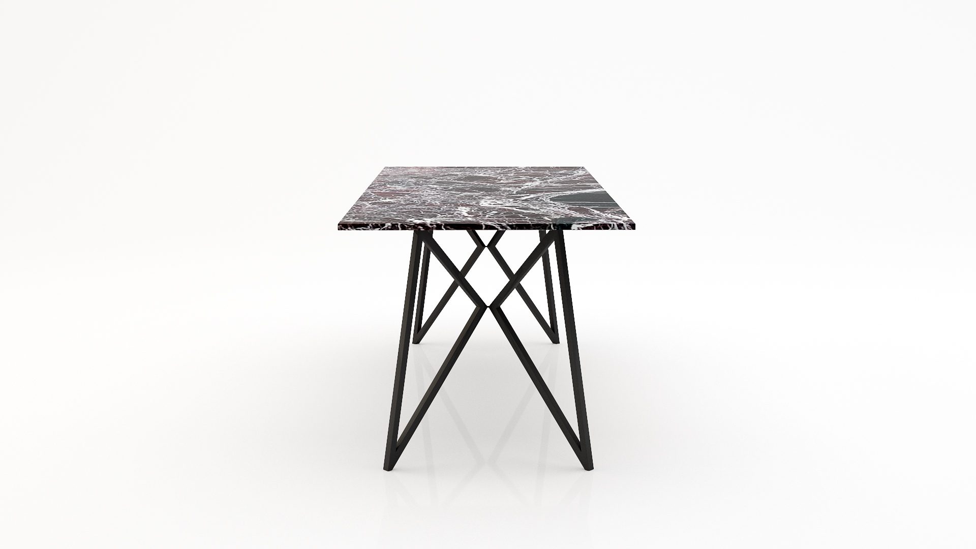 Rechthoekige marmeren eettafel Pipistrello – Rosso Levanto