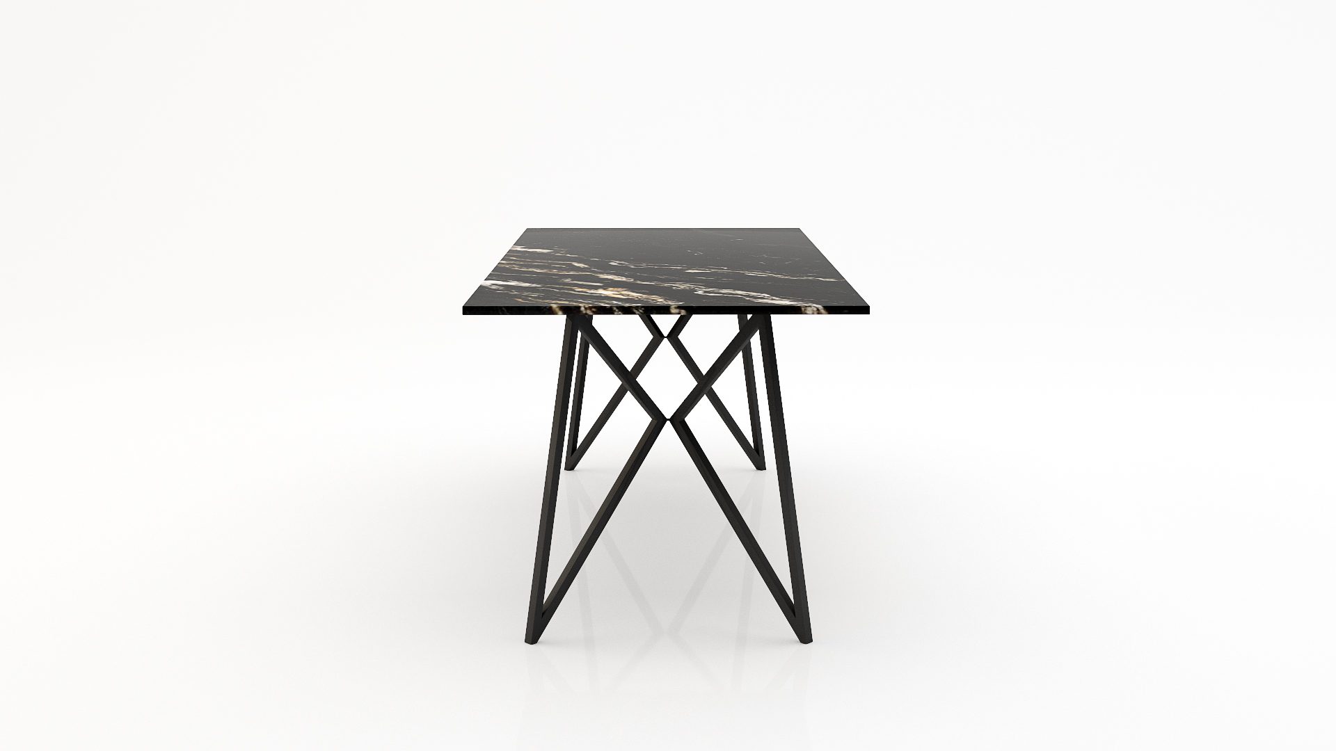 Rechthoekige marmeren eettafel Pipistrello – Titanium