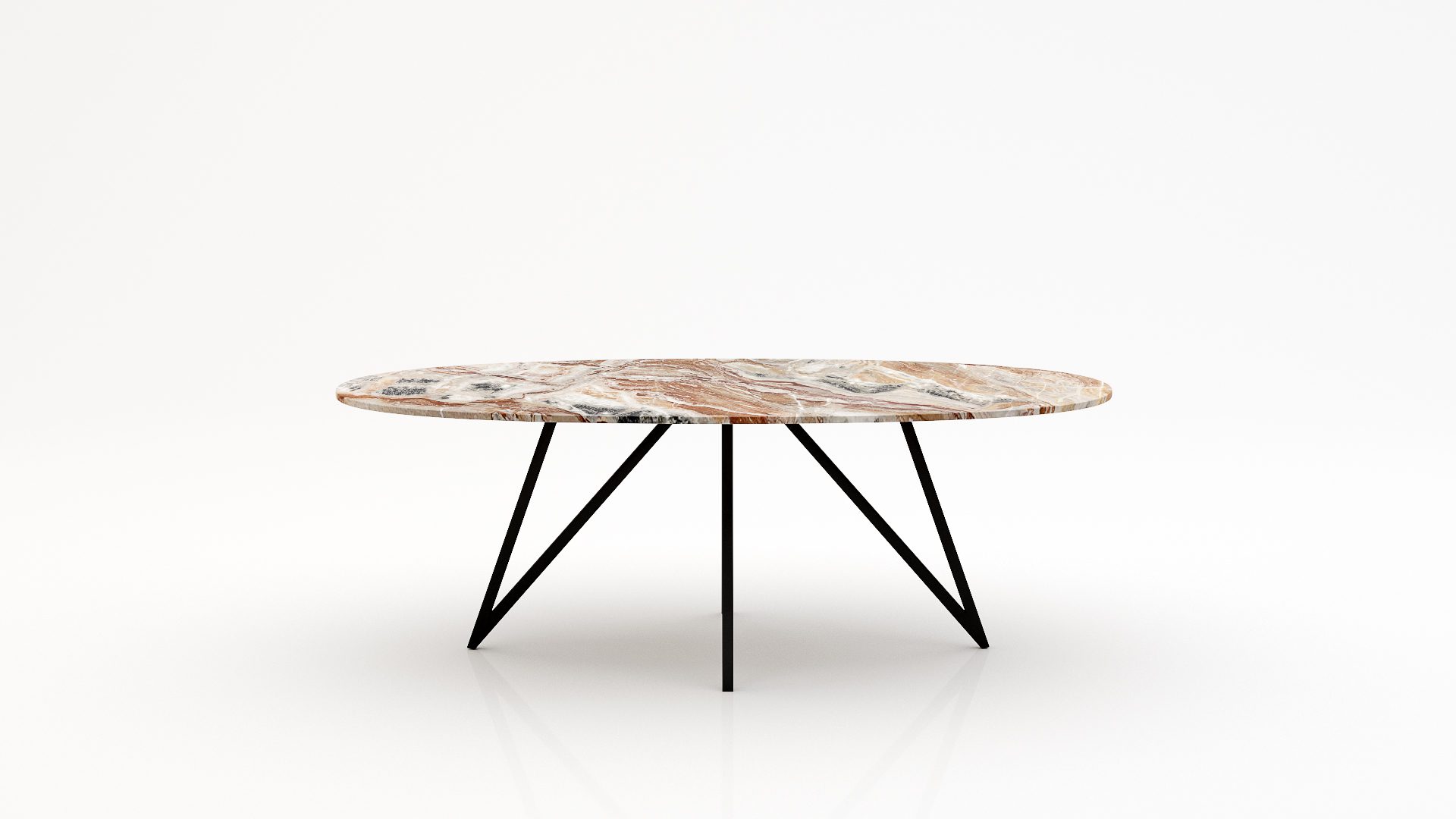 Ovale marmeren eettafel Polipetti – Arabescato Orobico Rosso