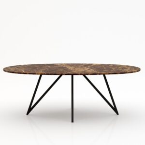 Ovale marmeren eettafel Polipetti – Emperador dark