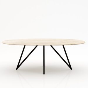 Ovale marmeren eettafel Polipetti – Travertino Chiaro