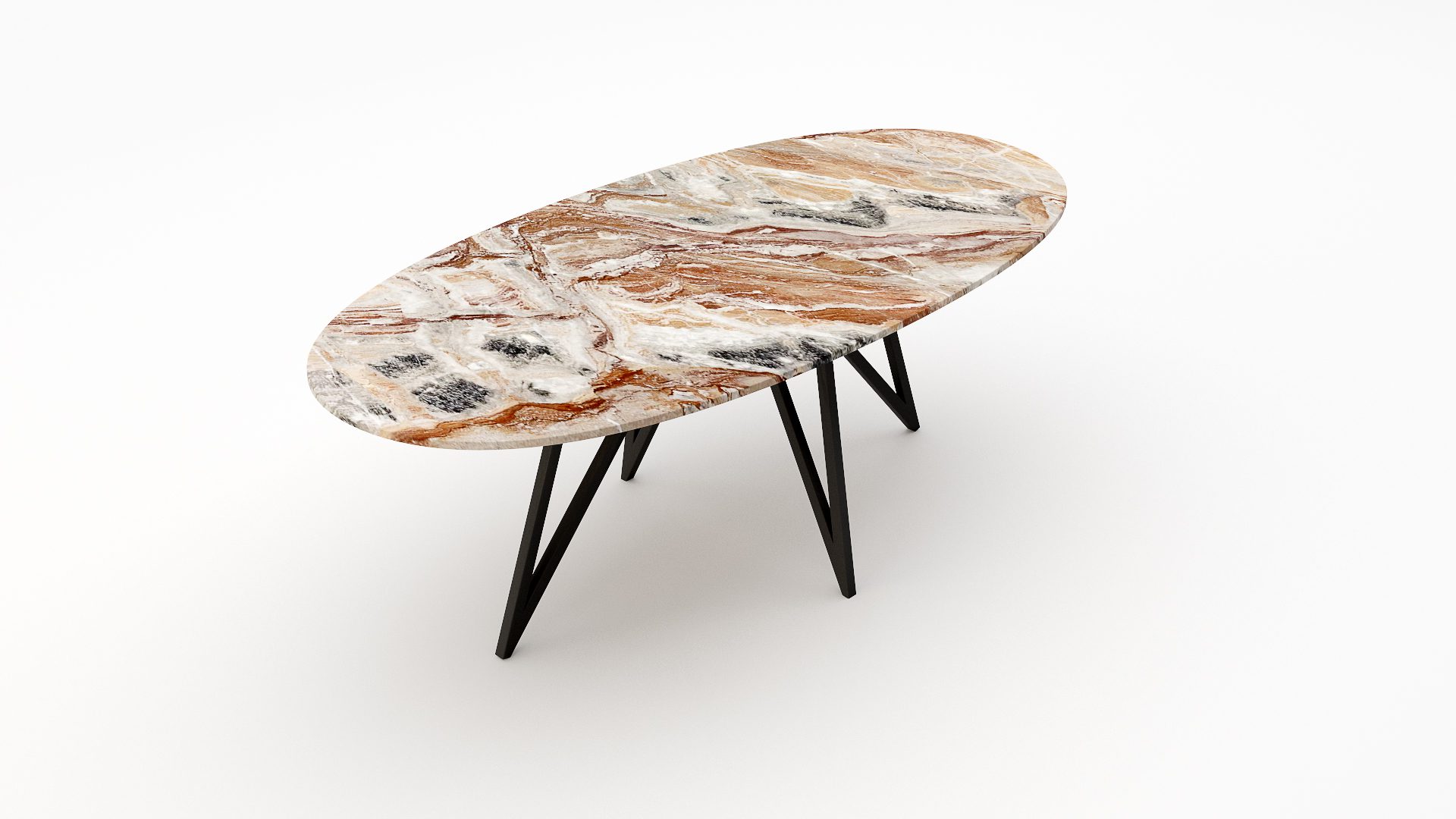 Ovale marmeren eettafel Polipetti – Arabescato Orobico Rosso