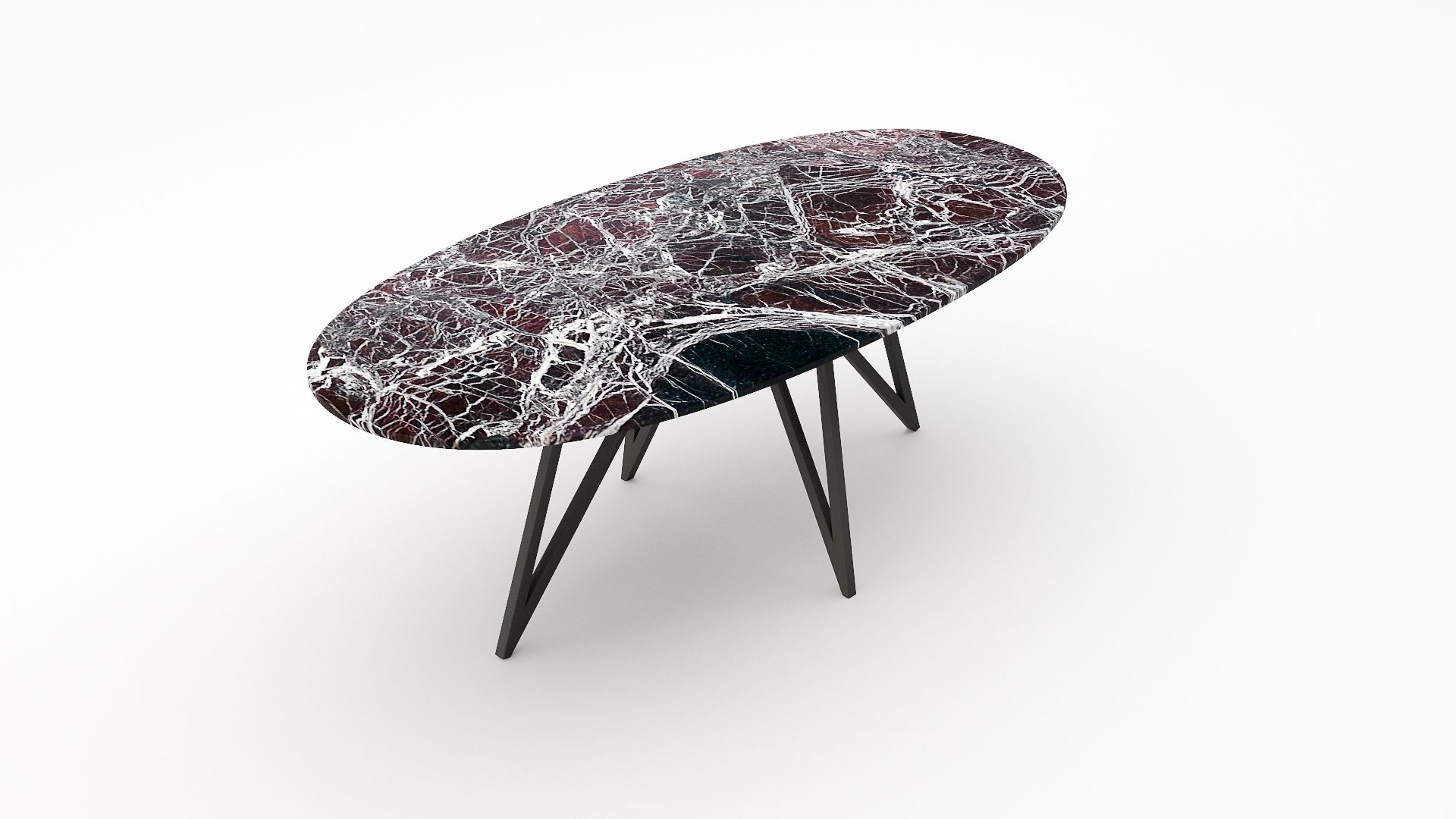 Ovale marmeren eettafel Polipetti – Rosso Levanto