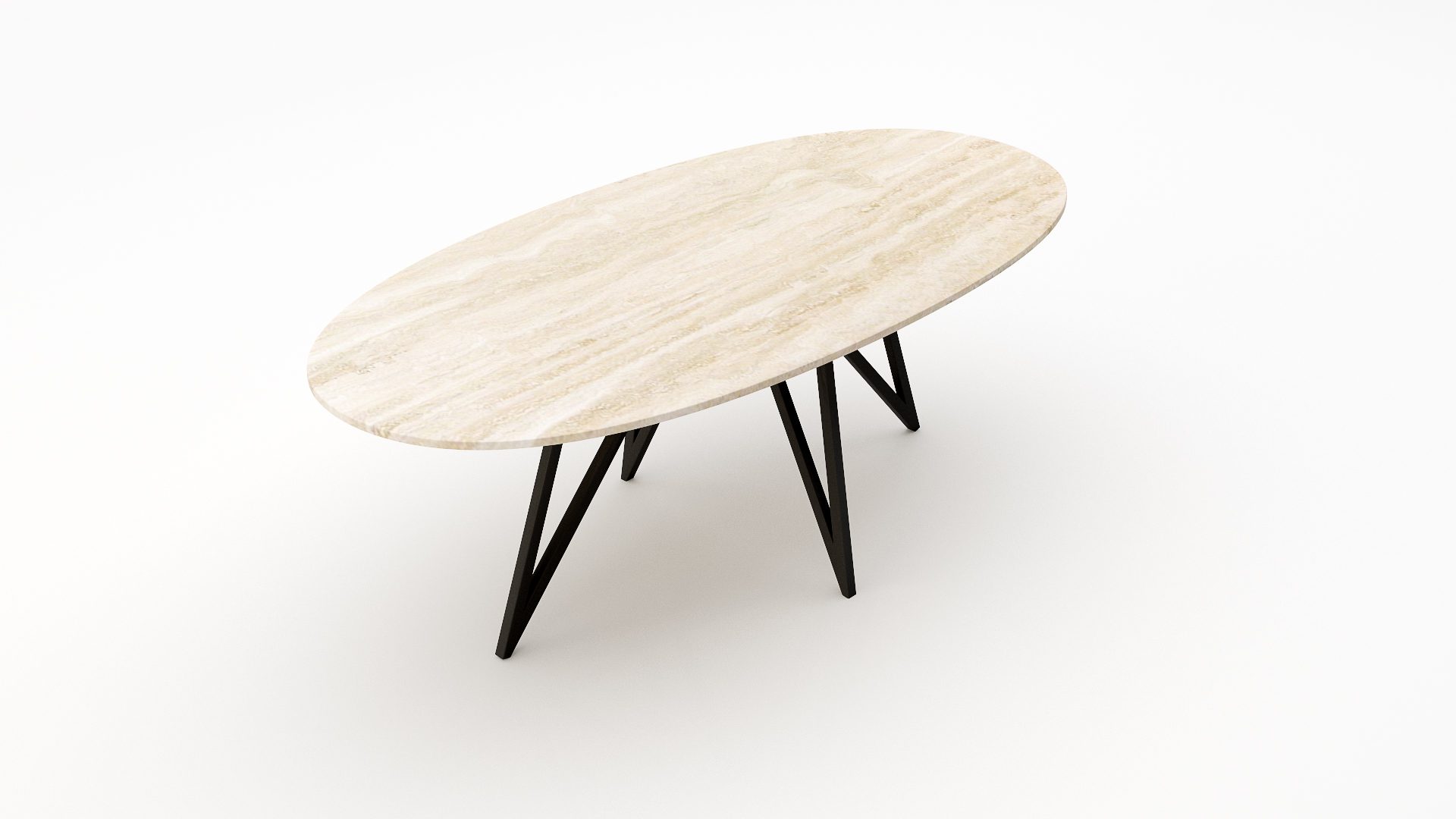 Ovale marmeren eettafel Polipetti – Travertino Chiaro