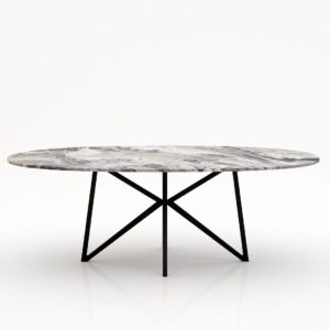 Ovale marmeren eettafel Stella – Arabescato Orobico Grigio