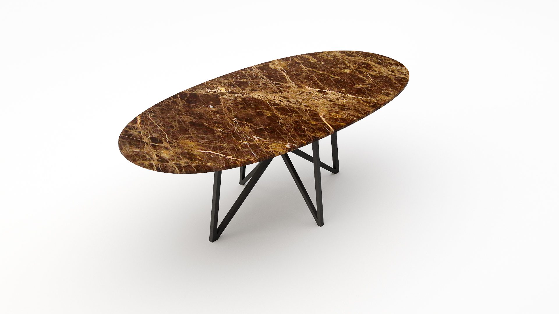 Ovale marmeren eettafel Stella – Emperador dark