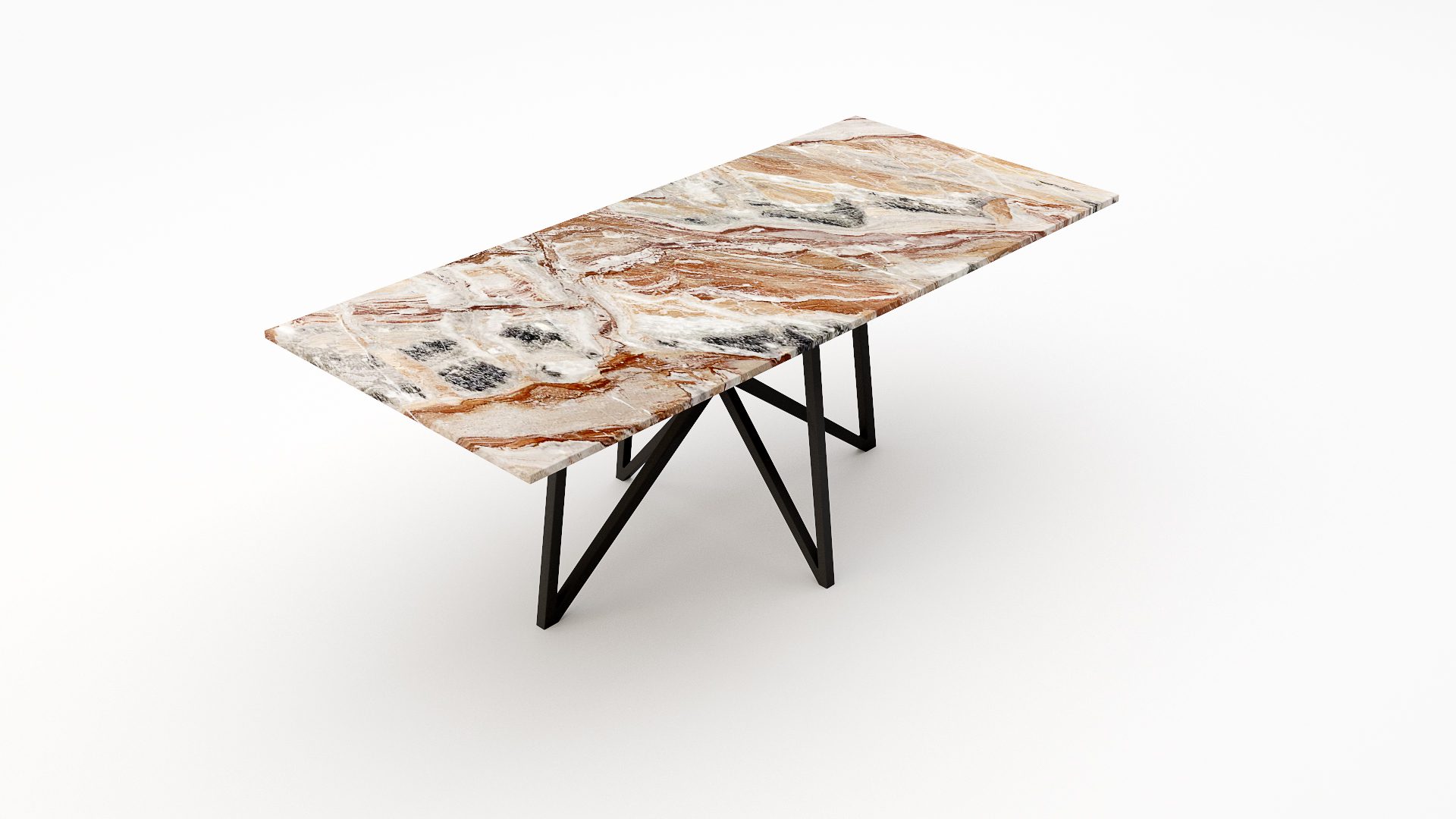 Rechthoekige marmeren eettafel Stella Arabescato Orobico Rosso